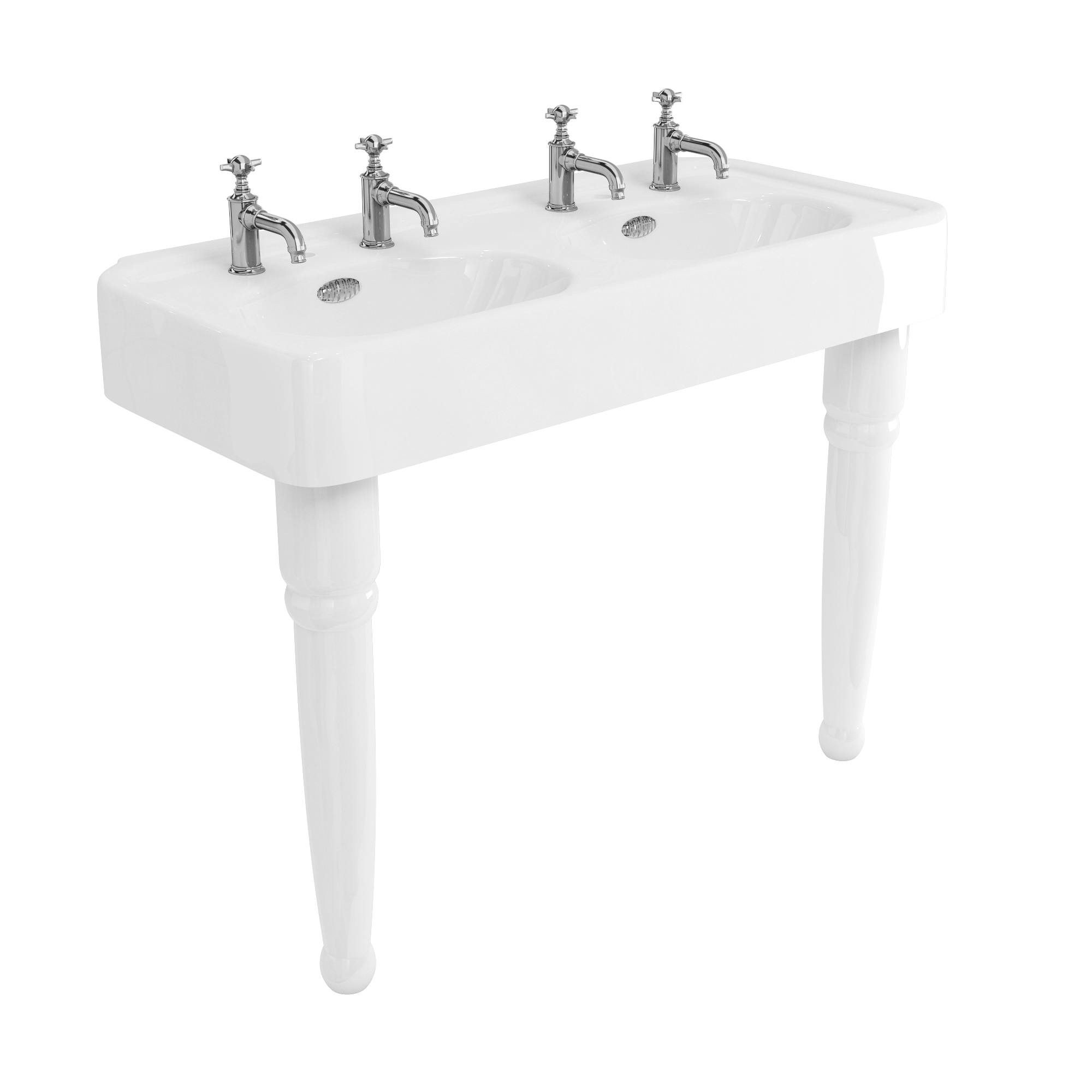 Arcade 1200mm basin with chrome overflow & ceramic console legs